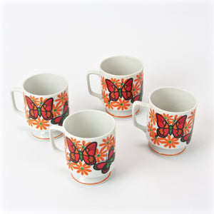 Japanese tea cups with butterfly floral design main image