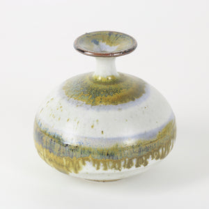 Small studio pottery vase olive glaze