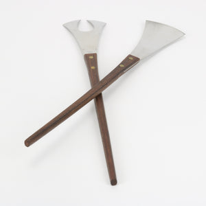 Rosewood and Stainless Salad Serving Tools
