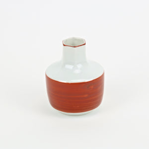 Small Japanese bud vase white and red