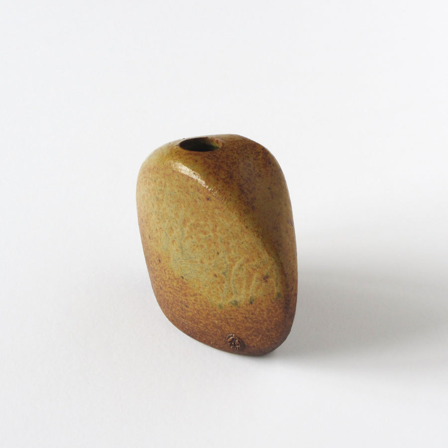Reid Ozaki Bud vase, gold and rust  glaze
