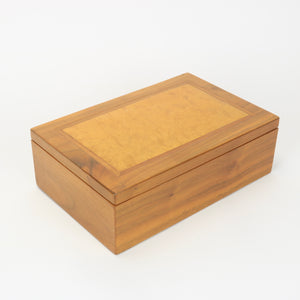 Solid walnut jewelry box with inlaid top