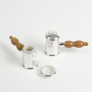 Silver and Wood Shakers