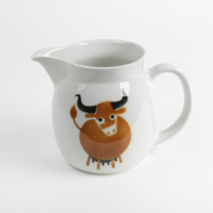 Arabia Finland Cow Pitcher White with amber