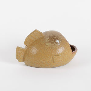 Amthor Imports Japanese Fish in Mustard Yellow and rust glaze