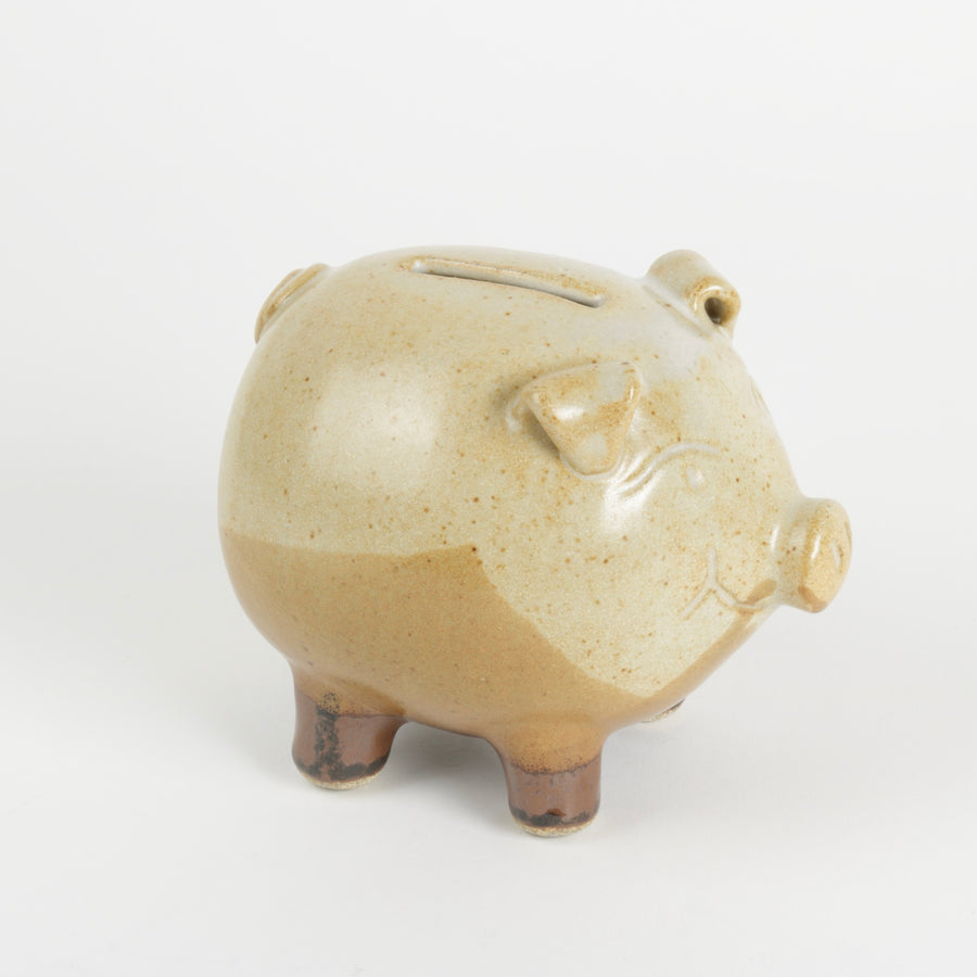 Ceramic 70's smiling piggy bank pottery from Japan