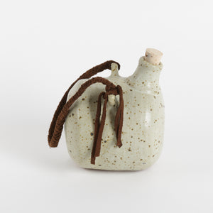 Northwest studio pottery flask with cork and strap