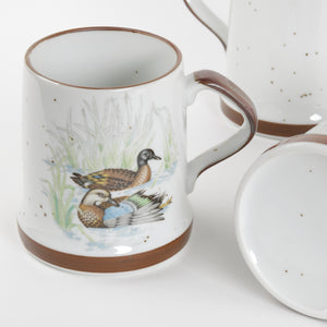 Ceramic Japanese mug with 2 ducks