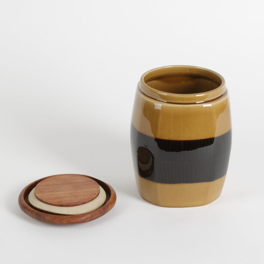 Ceramic Jar with wood lid for tobacco