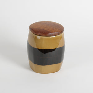 Ceramic Jar with wood lid for tobacco