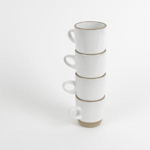 opaque white Heath Rimline 4 stacking mugs