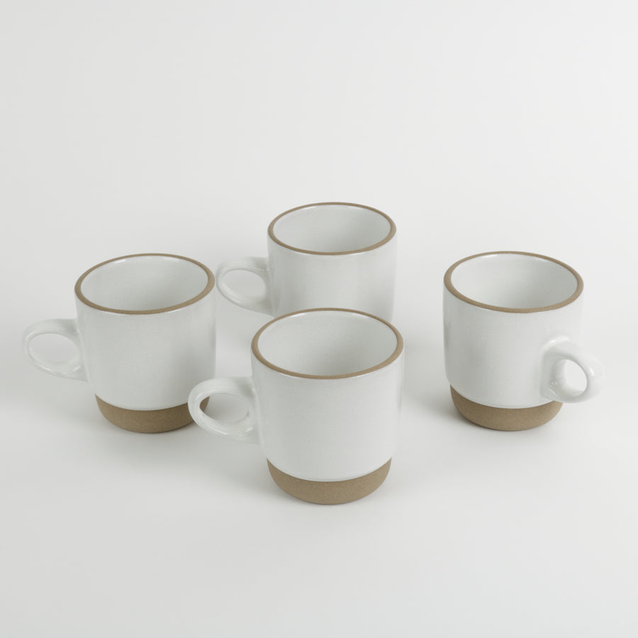 opaque white Heath Rimline 4 stacking mugs
