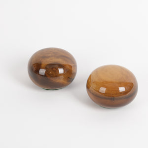 Set of two myrtlewood polished paperweights