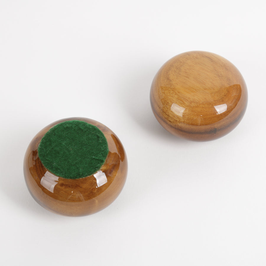 Set of two myrtlewood polished paperweights