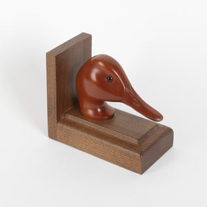 Carved wood duck bookend