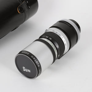 Sun camera zoom lens silver and black
