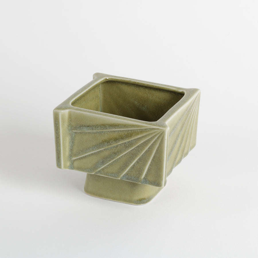 Small square green Japanese Ikebana vase