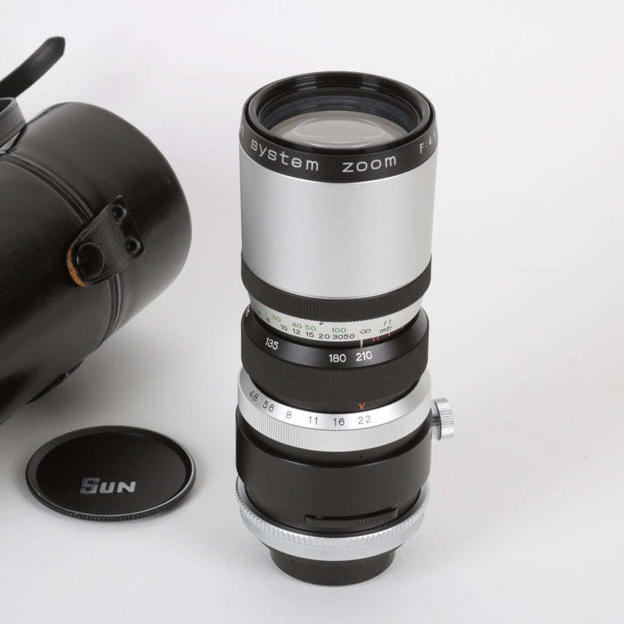 Sun camera zoom lens silver and black

