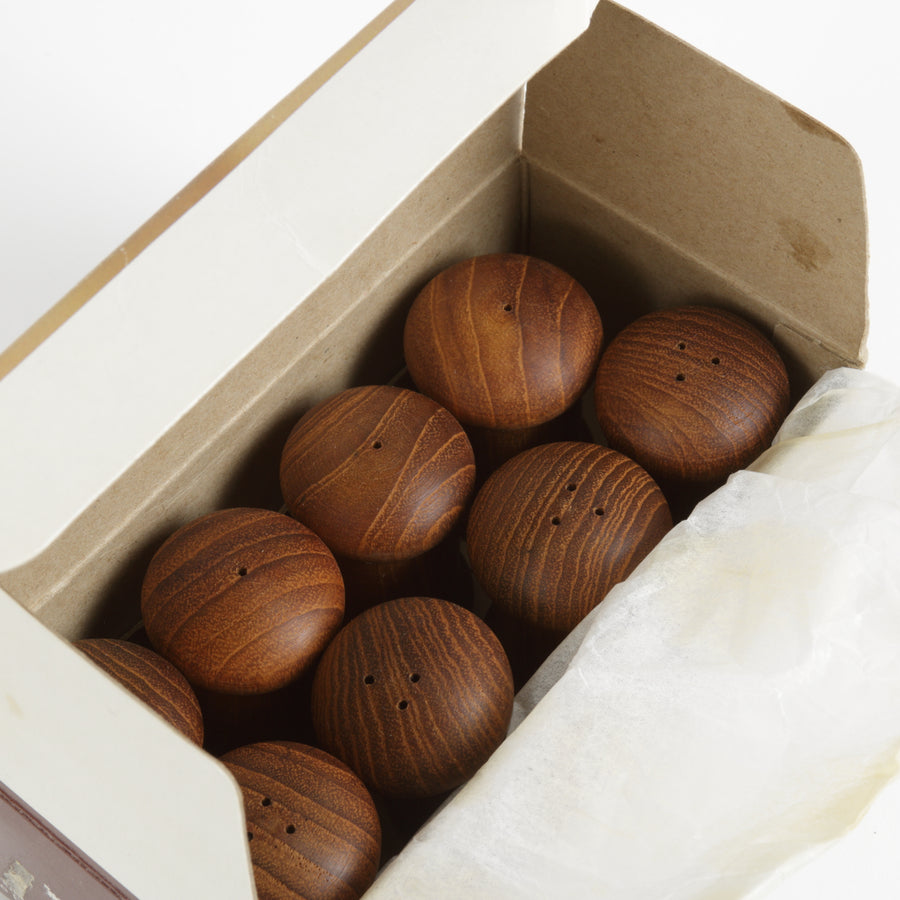 Personal size mid century teak salt and pepper shaker set