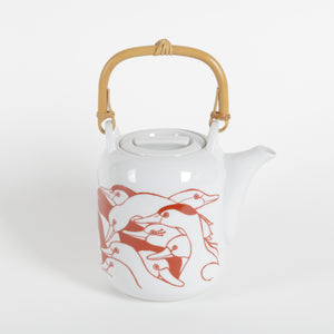 White teapot with goose decoration