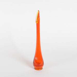Persimmon orange glass flower vase hand blown