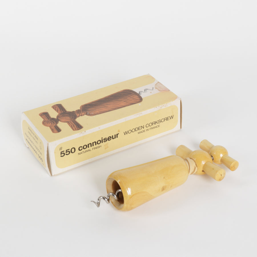 Wood dual action corkscrew wine opener
