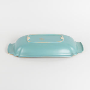Aqua turquoise dish bottom by Wein Keramos art deco