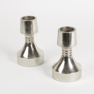 Heavyweight nickel plated brass candleholders