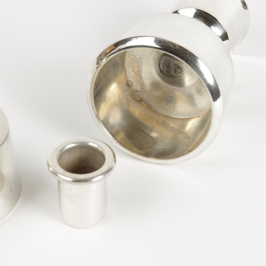 Jens Quistgaard for Dansk silverplate candleholders in solid brass