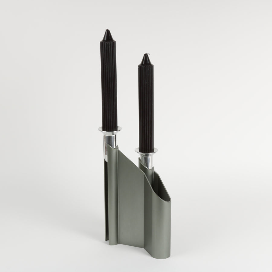 Georg Jensen Labyrinth Candleholder in wage green aluminum Denmark
