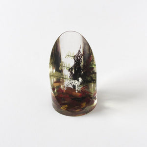 Vintage acrylic paperweight with dalmation sculpture