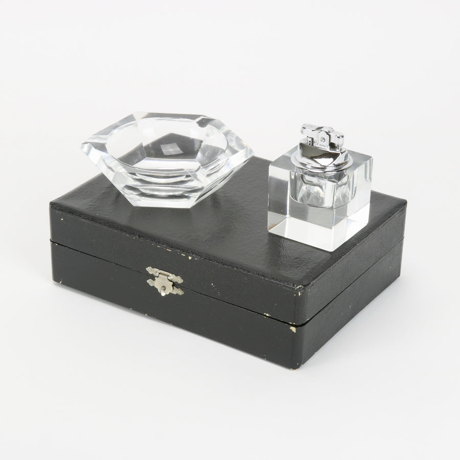 Antique Cut Crystal Lighter Set