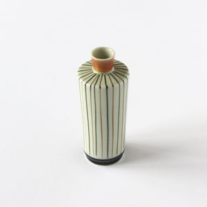 Vintage art deco Japanese flower vase with stripes