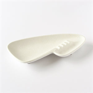 Retro atomic white Haegar ashtray with boomerang shape