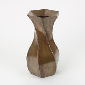 Brutalist copper vase top braised