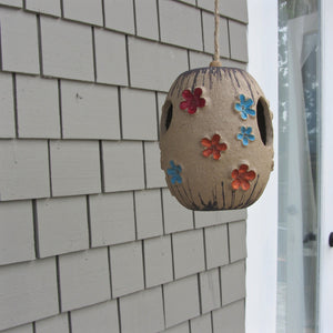 Mid century ceramic birdhouse art pottery hanging