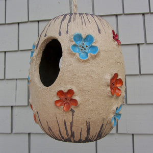 Mid century ceramic birdhouse art pottery closeup 1