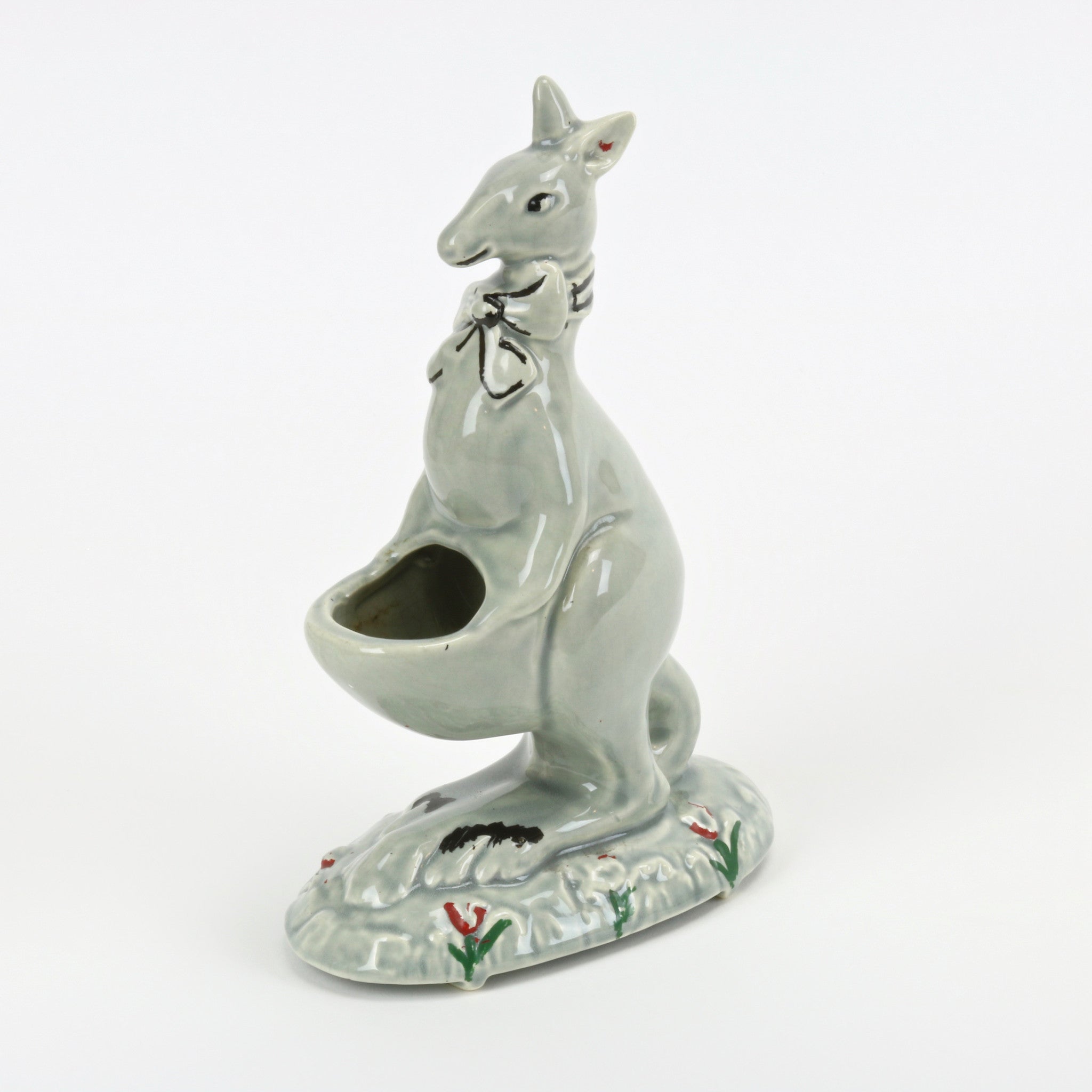Sage green ceramic Kangaroo planter for air plants