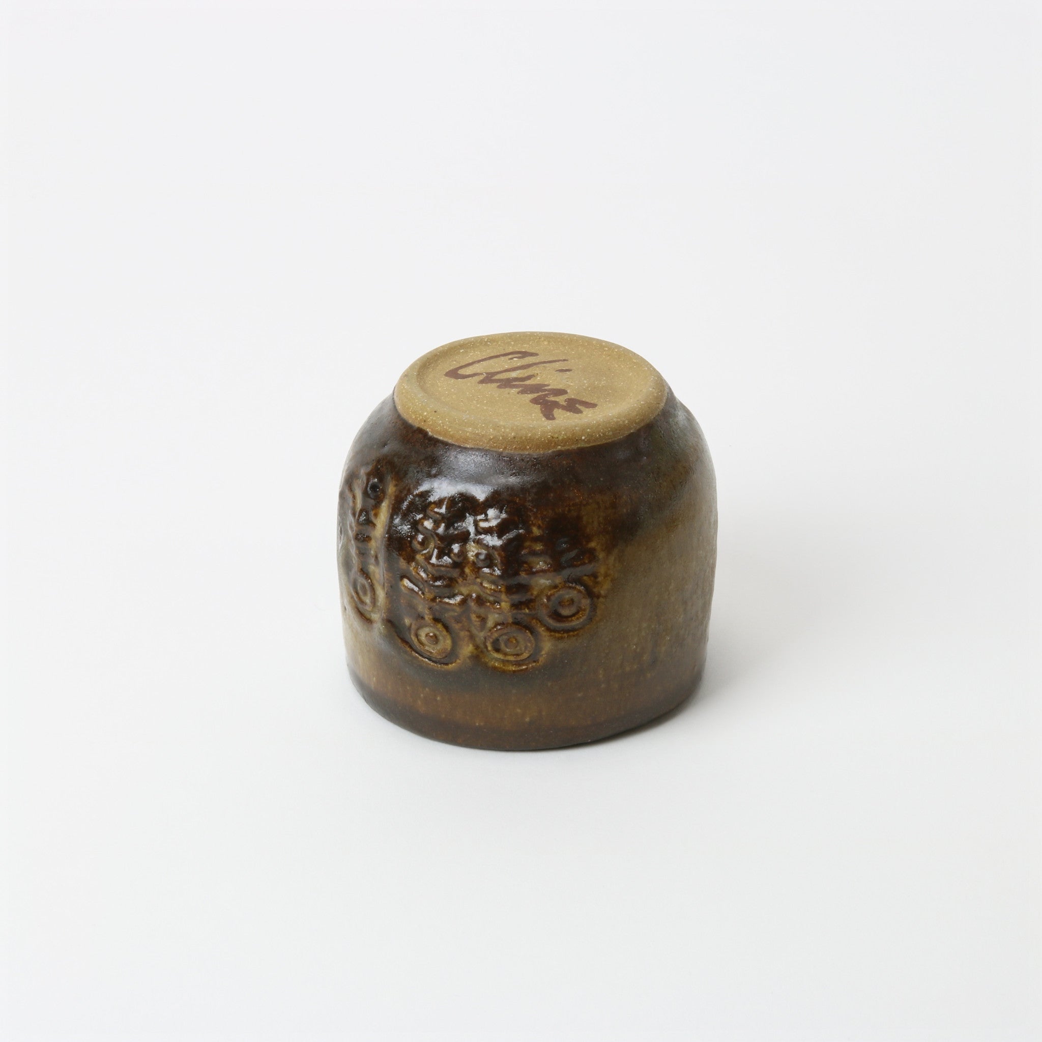 Blanche Cline studio pottery bowl with engraving and signature