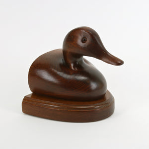 Vintage Cornwall wood duck bookend with cork feet