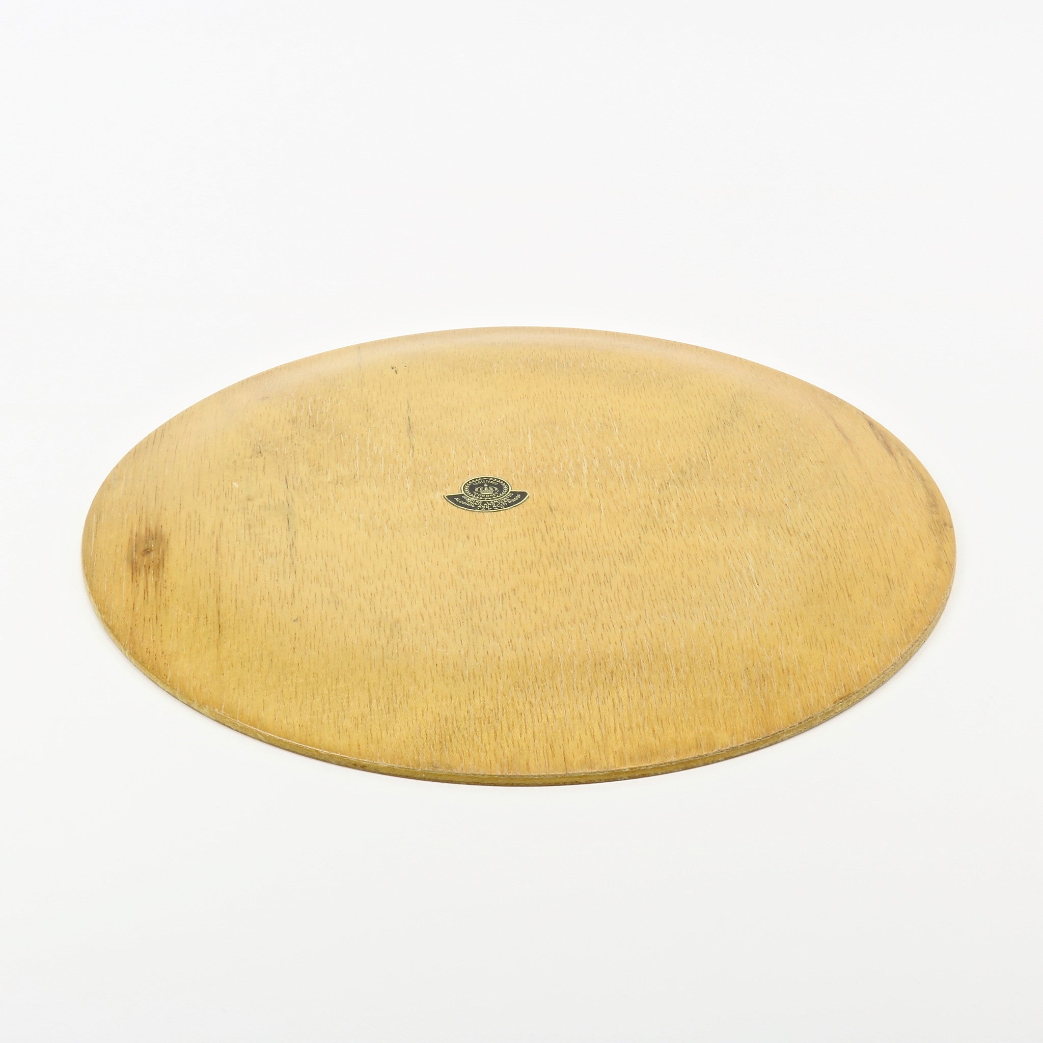 Coronet teak bentwood cocktail serving tray bottom view