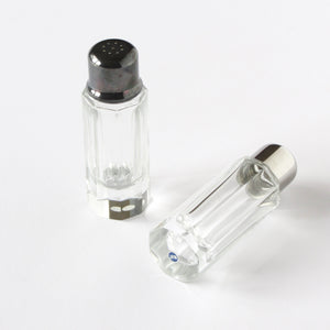 Cut crystal salt and pepper shakers made in Japan
