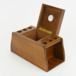 Fairfax walnut humidor with pipe holder rack raised lid