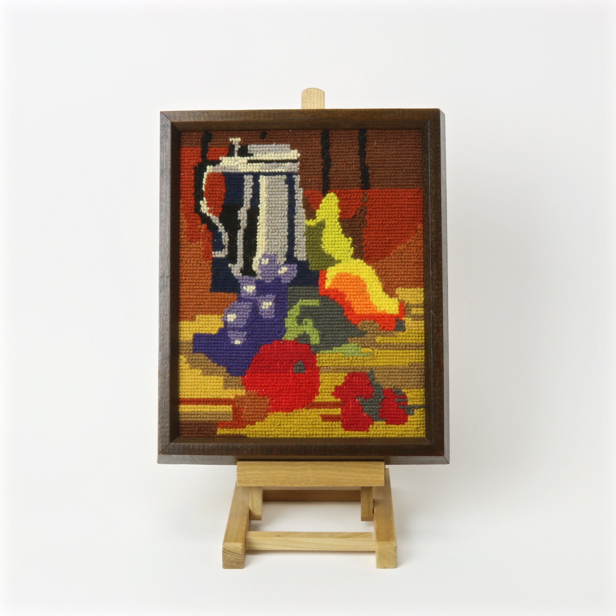 Framed needlepoint art canvas with tomato