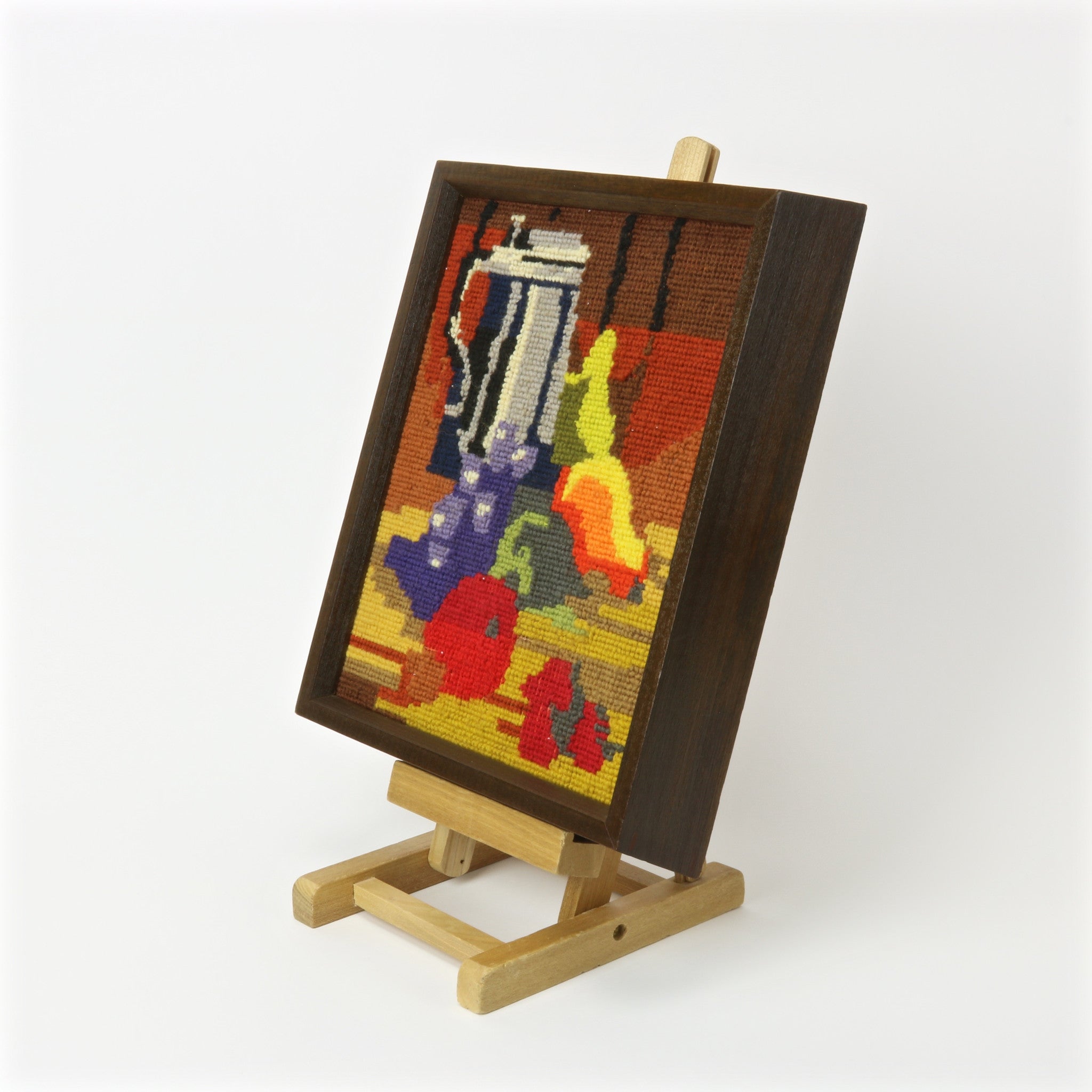 Still life needlepoint 60's style still life fruit and carafe