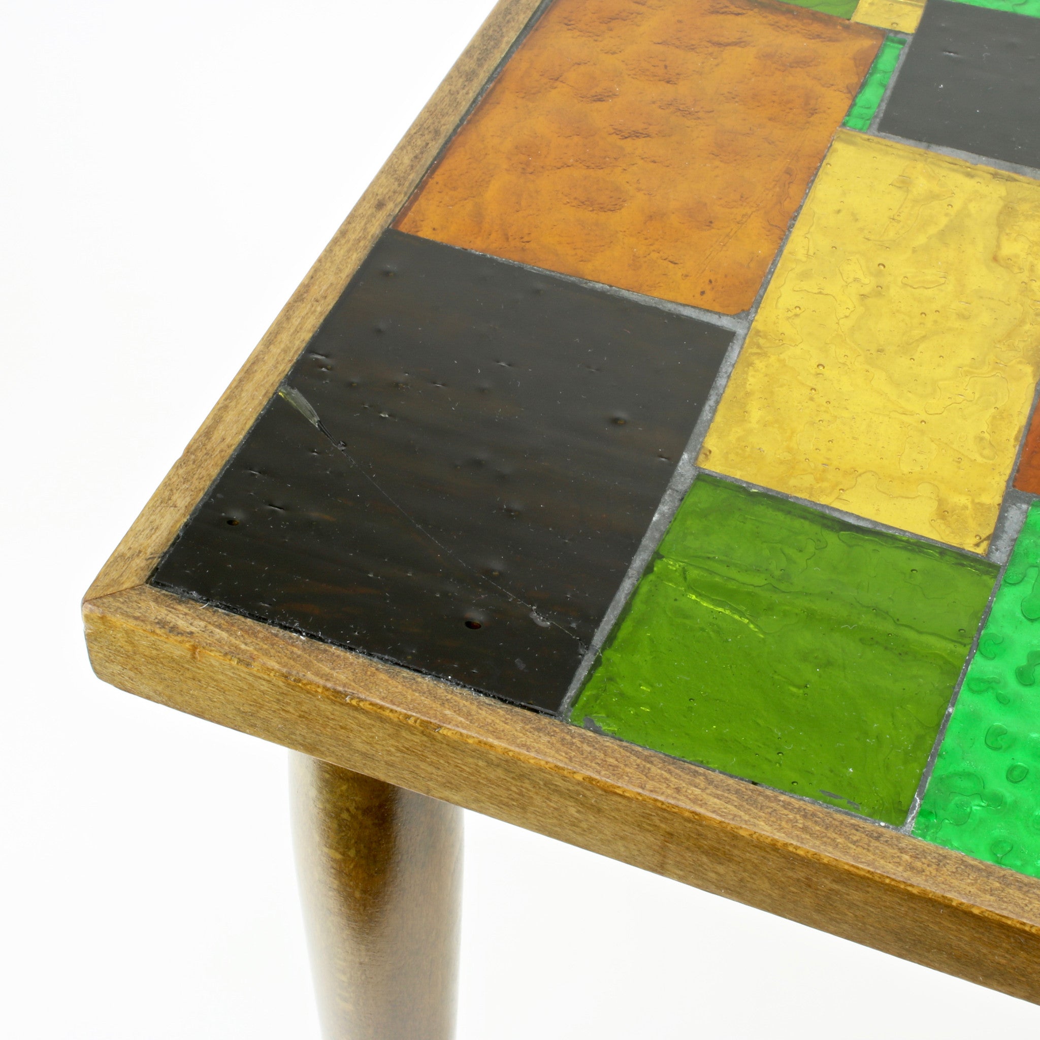 Georges Briard stained glass mosaic end table stress crack