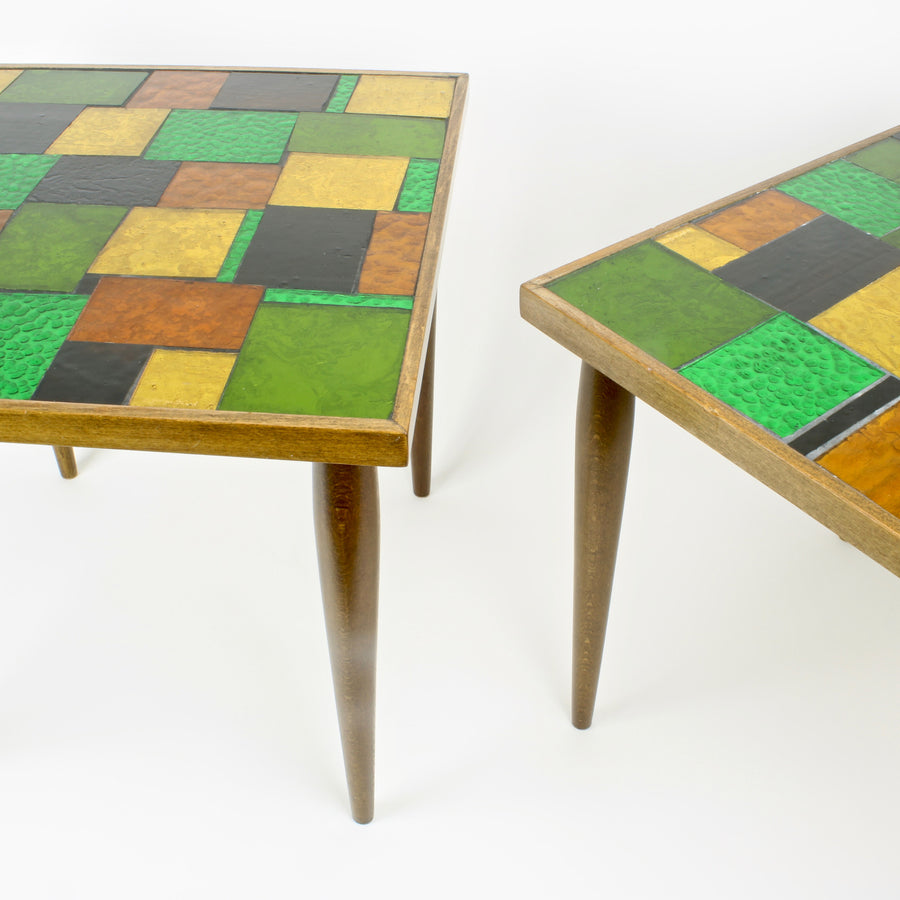 Georges Briard stained glass mosaic end table