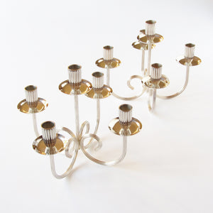 Vintage Gorham Silverplated Candelabras with ribbed stems