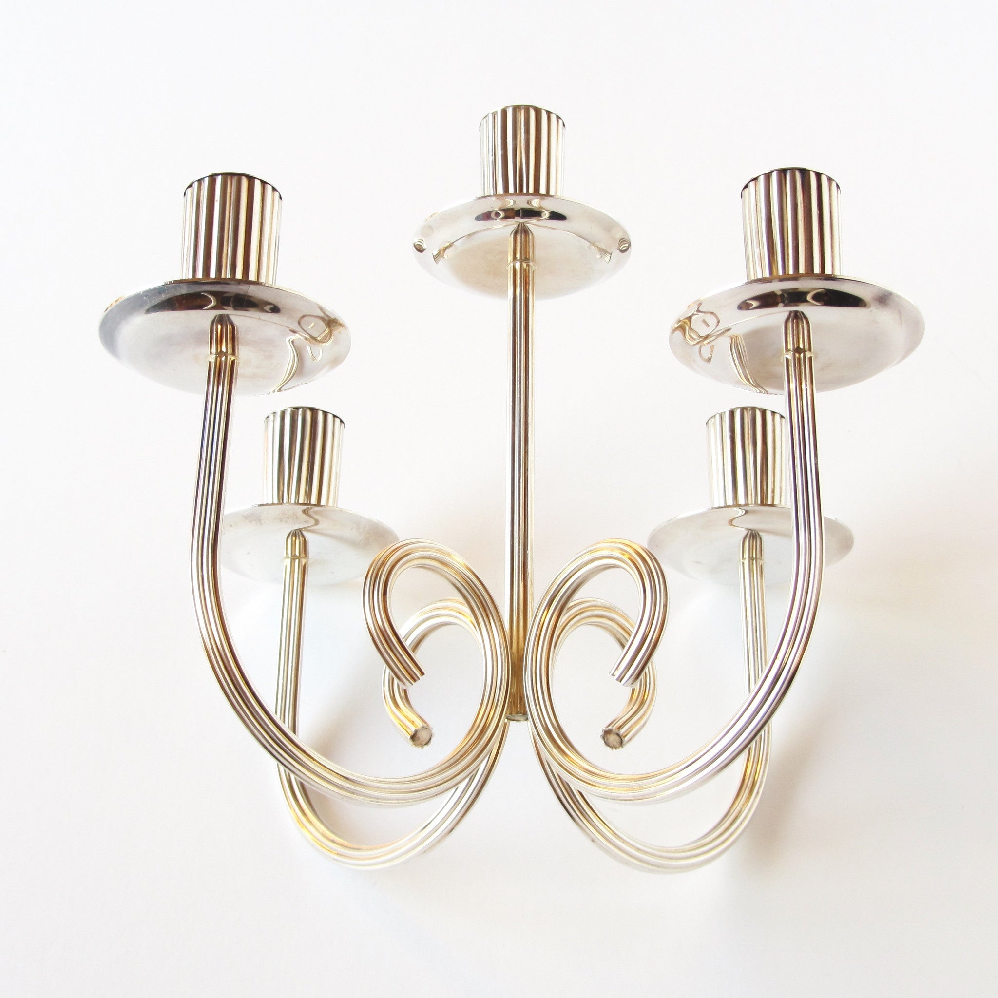 5 candle Gorham Silverplated Candelabras with curved base