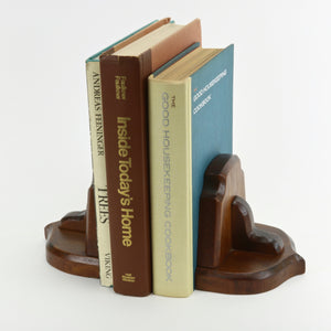 Arts & Crafts hand made solid wood bookends with books